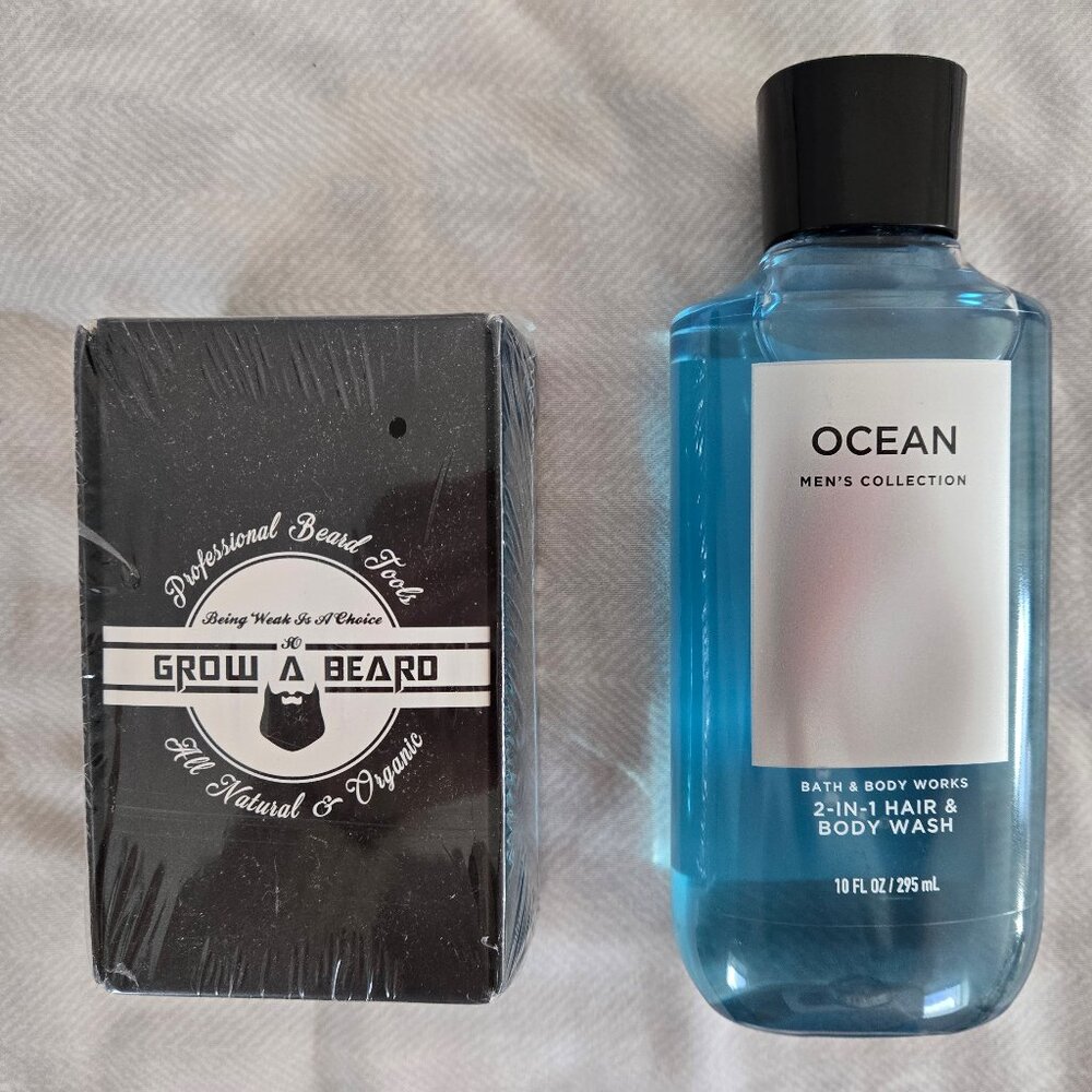 Grow a Beard Set & Bath & Body Works Ocean 2 in1 shower gel NWOT